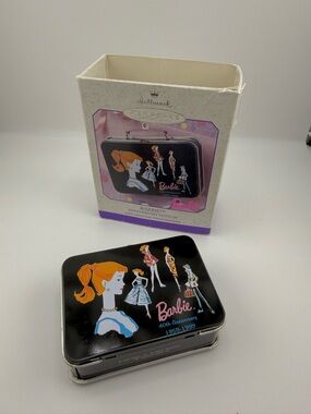 Barbie 40th Anniversary Retro Collector Tin -Ornament. Black with Pink Accent